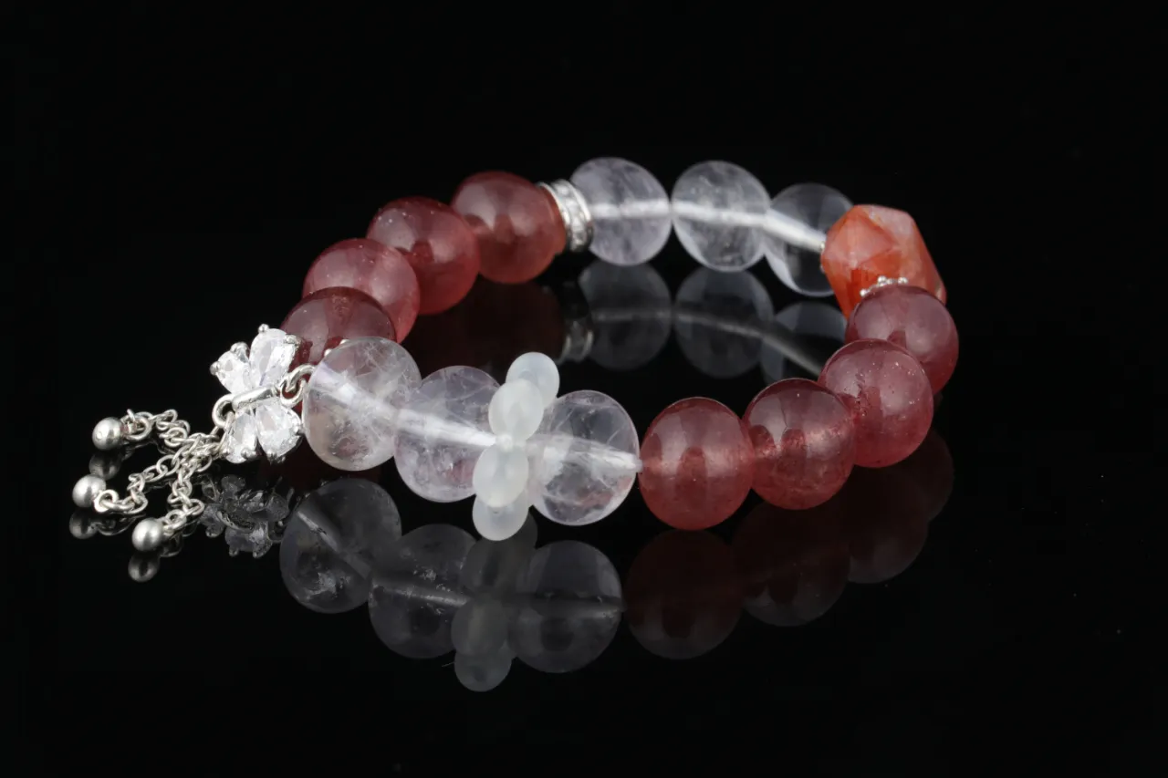 草莓晶白水晶 天然水晶手鏈生辰定制 2