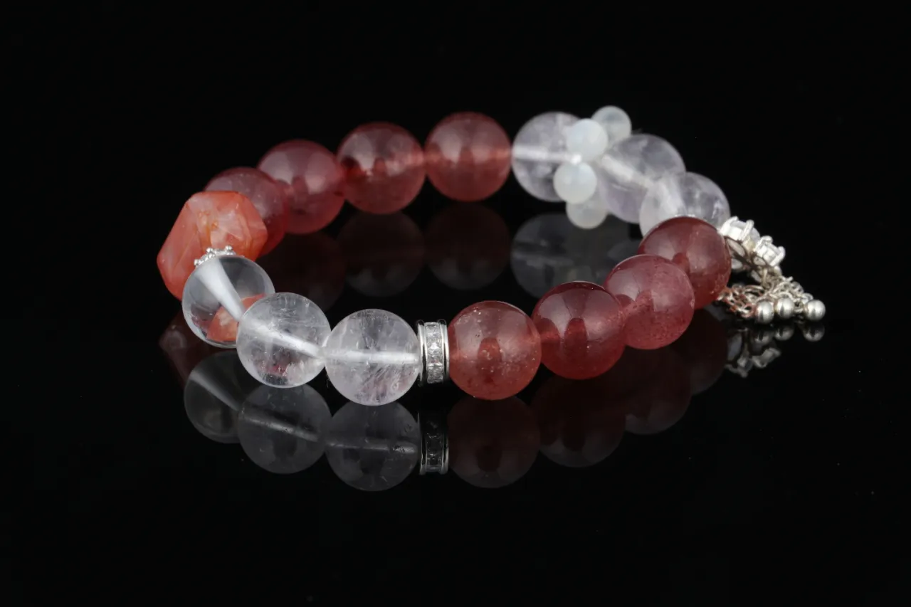 草莓晶白水晶 天然水晶手鏈生辰定制 4