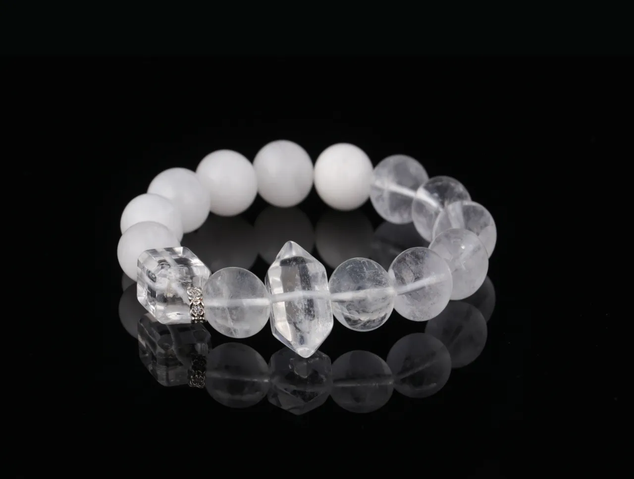 白阿塞白幽靈 天然水晶手串生辰定制 7