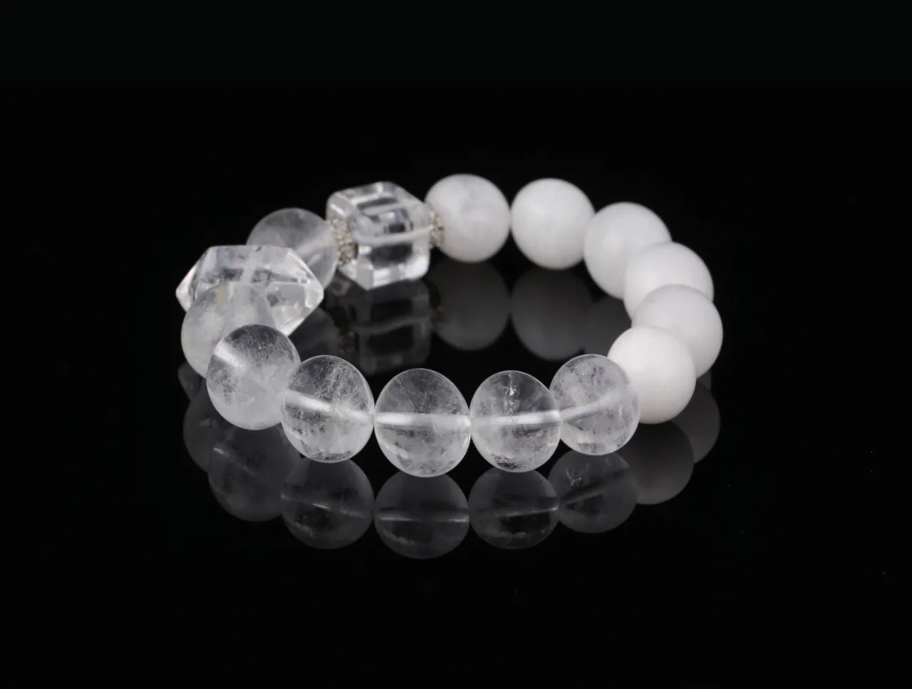 白阿塞白幽靈 天然水晶手串生辰定制 9