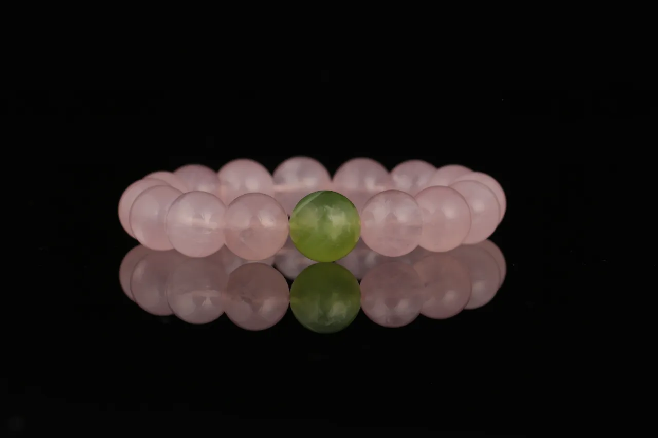 粉靈韻粉水晶綠玉髓天然水晶手串生辰定制 2