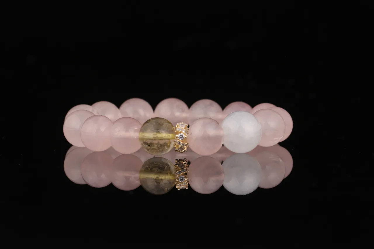 粉晶白水晶黃塔晶天然水晶生辰定制 2