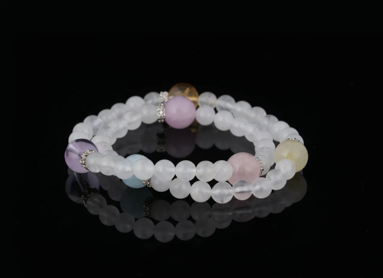 粉晶白水晶黃塔晶紫水晶天然水晶手串生辰定制 4