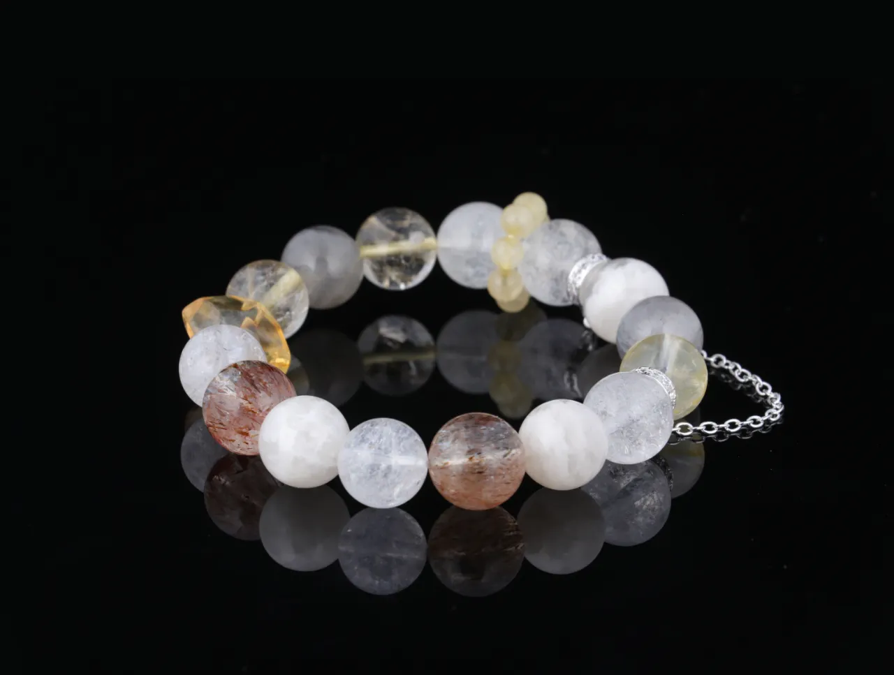 幻晶韻 |婚紗幽靈黑金超7黑髮晶月光石