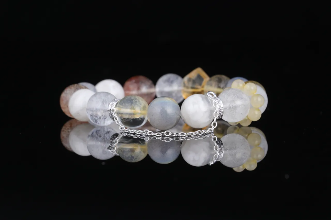 幻晶韻 |婚紗幽靈黑金超7黑髮晶月光石 8