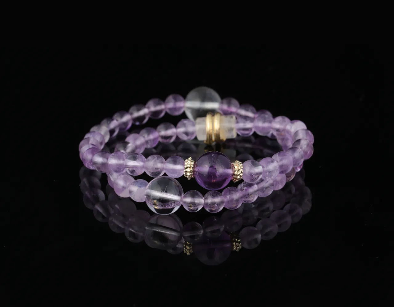 靈醒 | 紫水晶白水晶天然水晶手串生辰定制