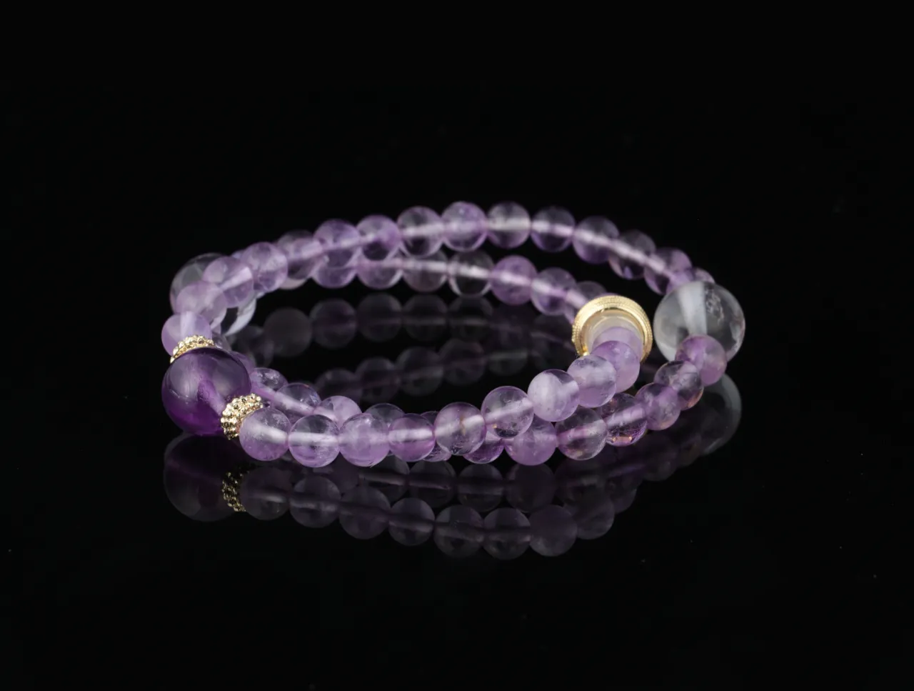靈醒 | 紫水晶白水晶天然水晶手串生辰定制 2