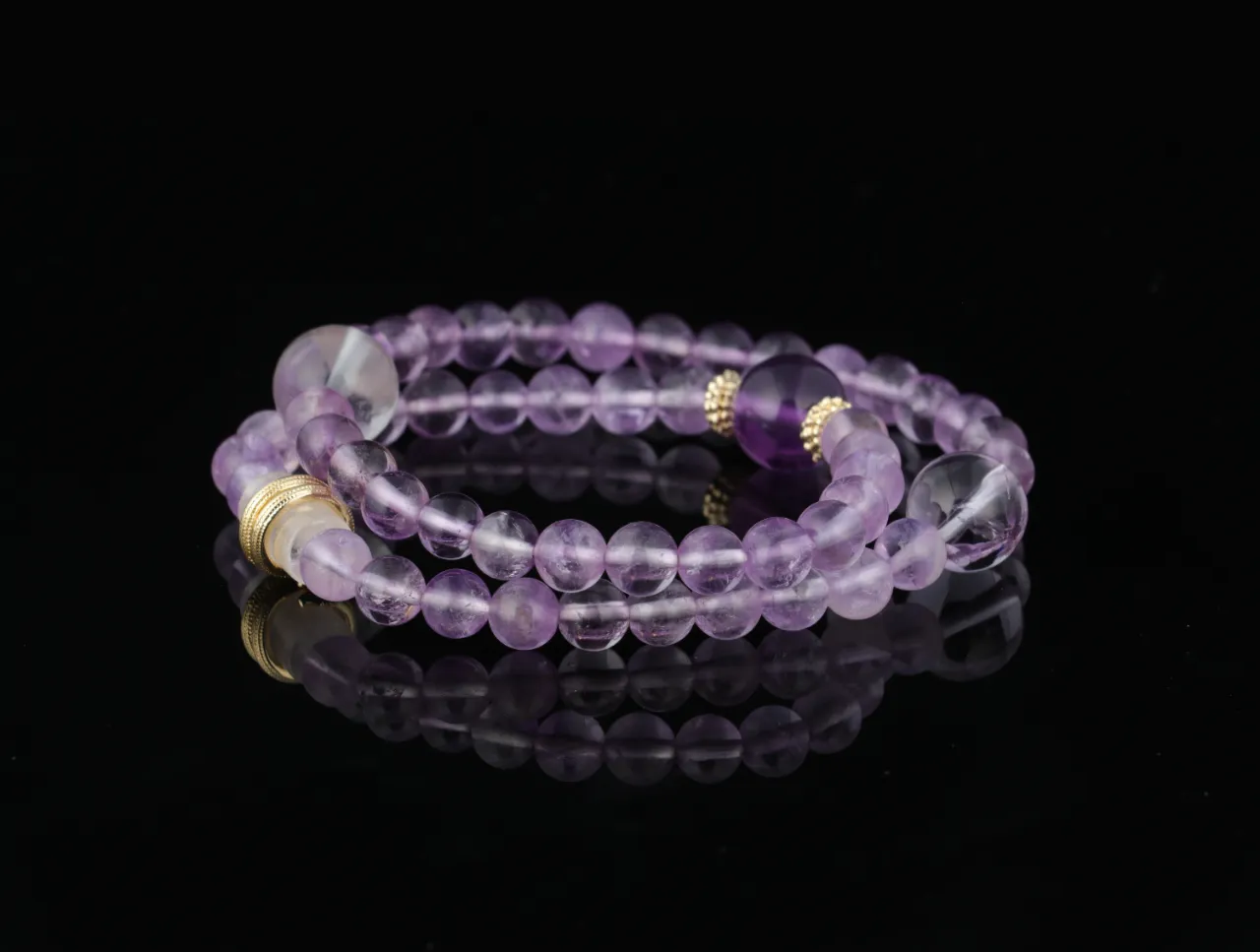靈醒 | 紫水晶白水晶天然水晶手串生辰定制 4