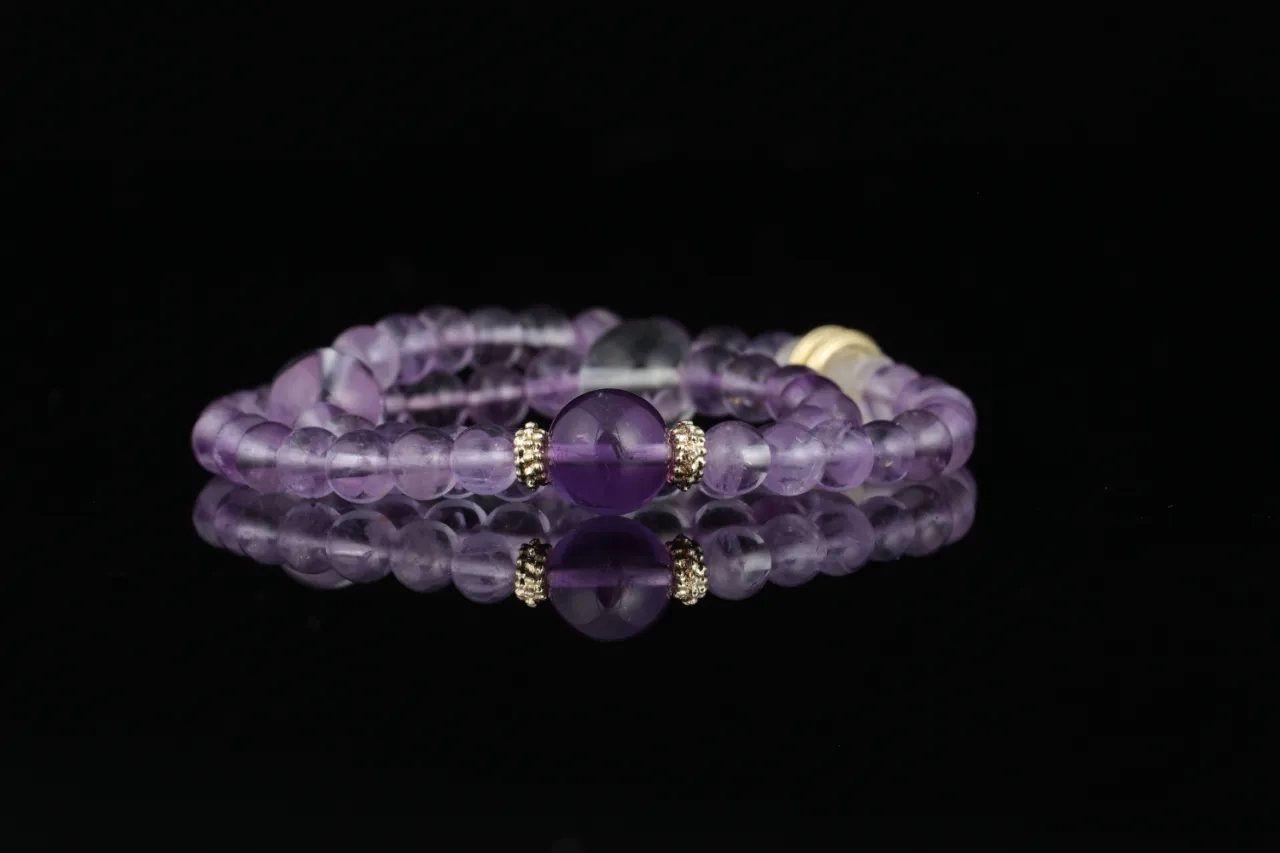 靈醒 | 紫水晶白水晶天然水晶手串生辰定制 5