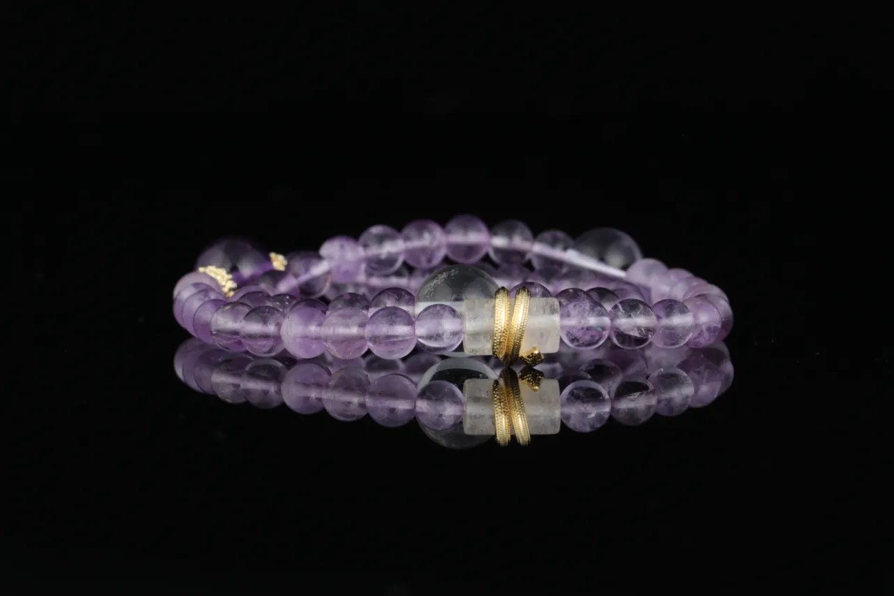 靈醒 | 紫水晶白水晶天然水晶手串生辰定制 7