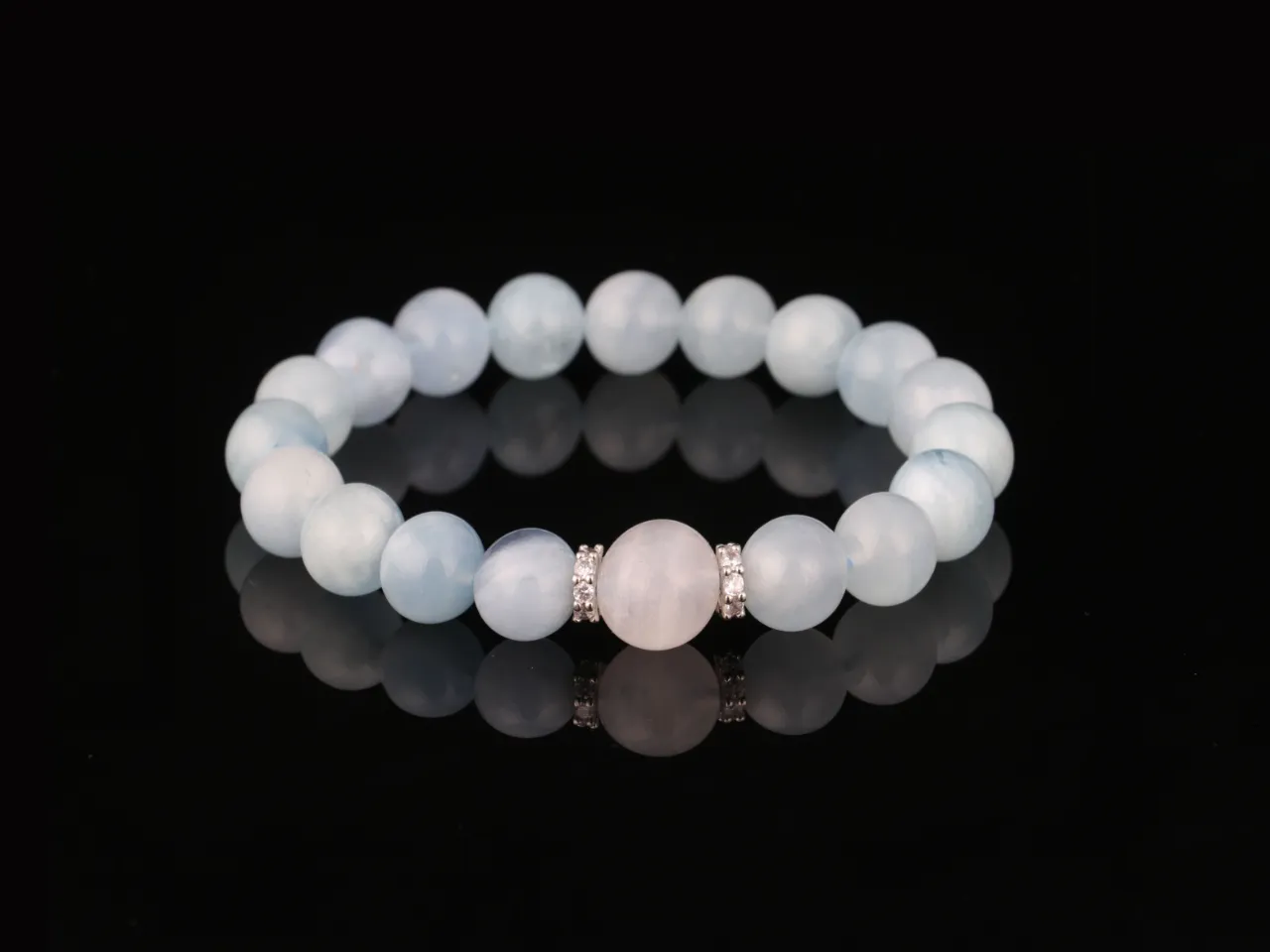 天然水晶手串生辰定制藍月光白阿塞