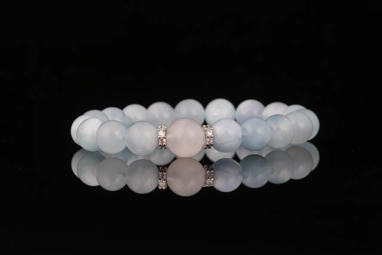 天然水晶手串生辰定制藍月光白阿塞 2