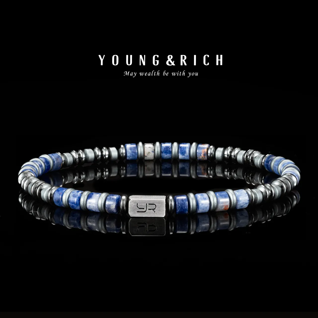 男士手工藍紋石手串波西米亞風ins百搭輕奢手鏈